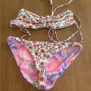 Maaji White Floral Bikini with Pink and Lavender Accents